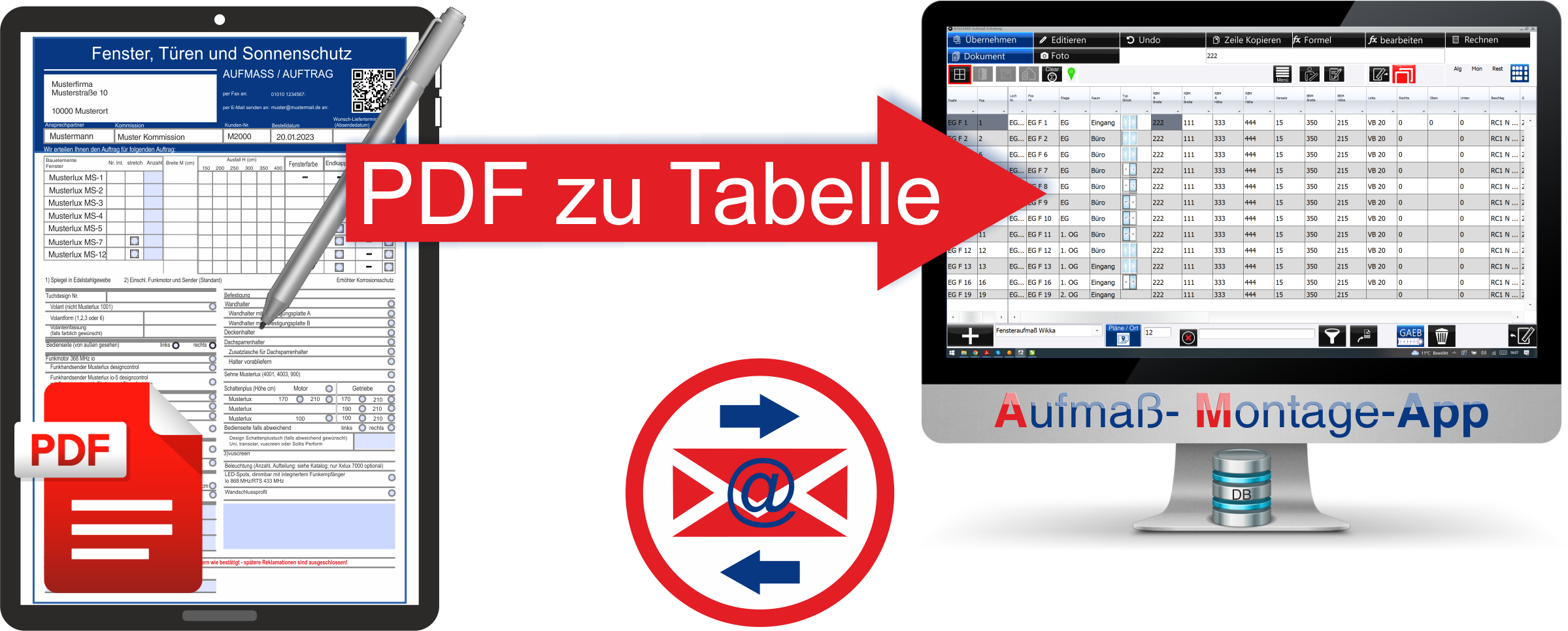 PDF Aufmass Tabelle